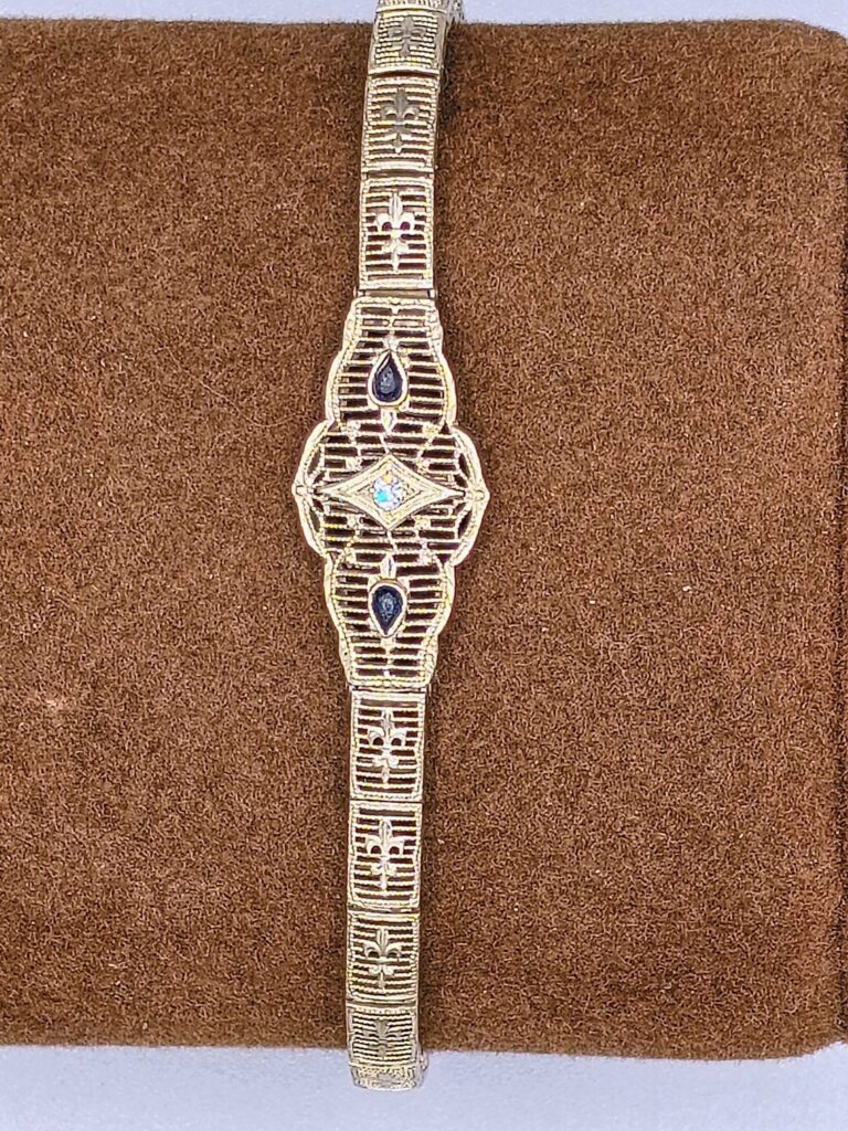 14Kt White Gold Antique Edwardian Filigree Bracelet