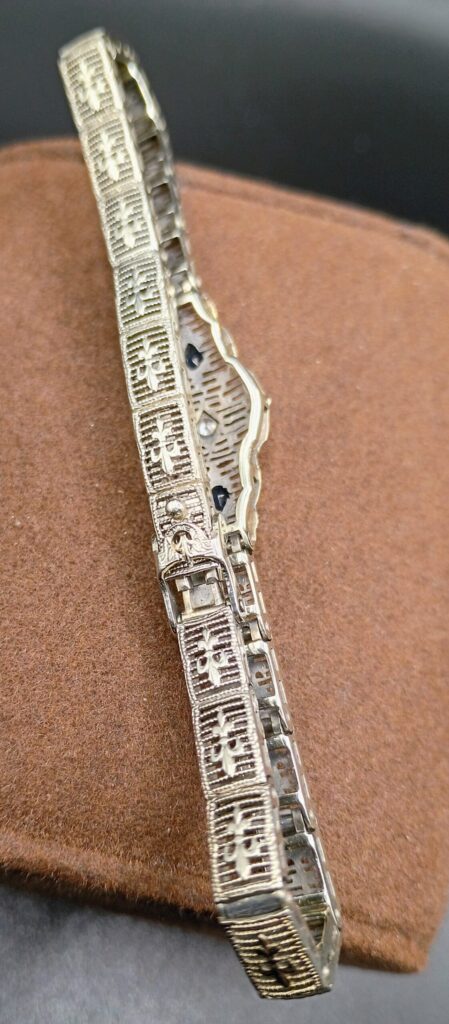 14Kt White Gold Antique Edwardian Filigree Bracelet