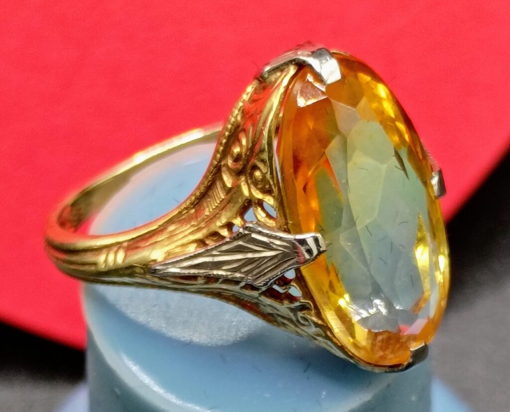 14Kt Antique Yellow Sapphire Filigree Ring Size 6.5 $875