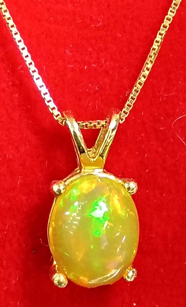 14K 18" Chain With Ethiopian Opal in 14K Setting $450