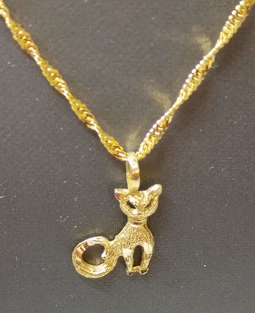 14K Cat Pendant on 14k 16" Chain $475