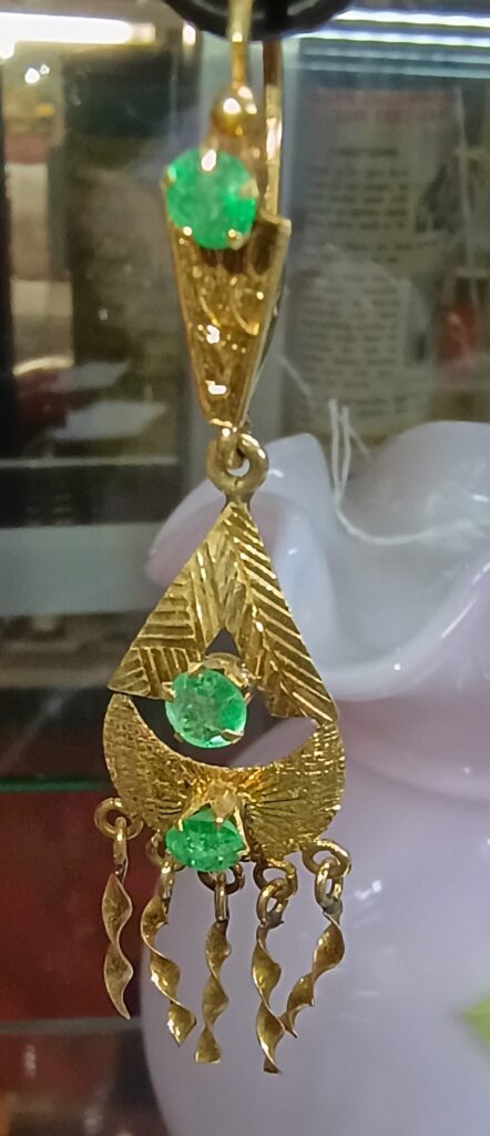 Antique 14K Emerald Dangle Earrings $600